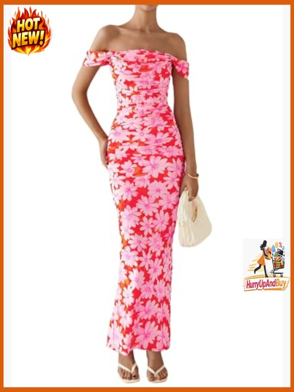 Elegant Floral Maxi Dress Off Shoulder Ruched Mesh Wedding Guest Cocktail - Picture 2 of 7